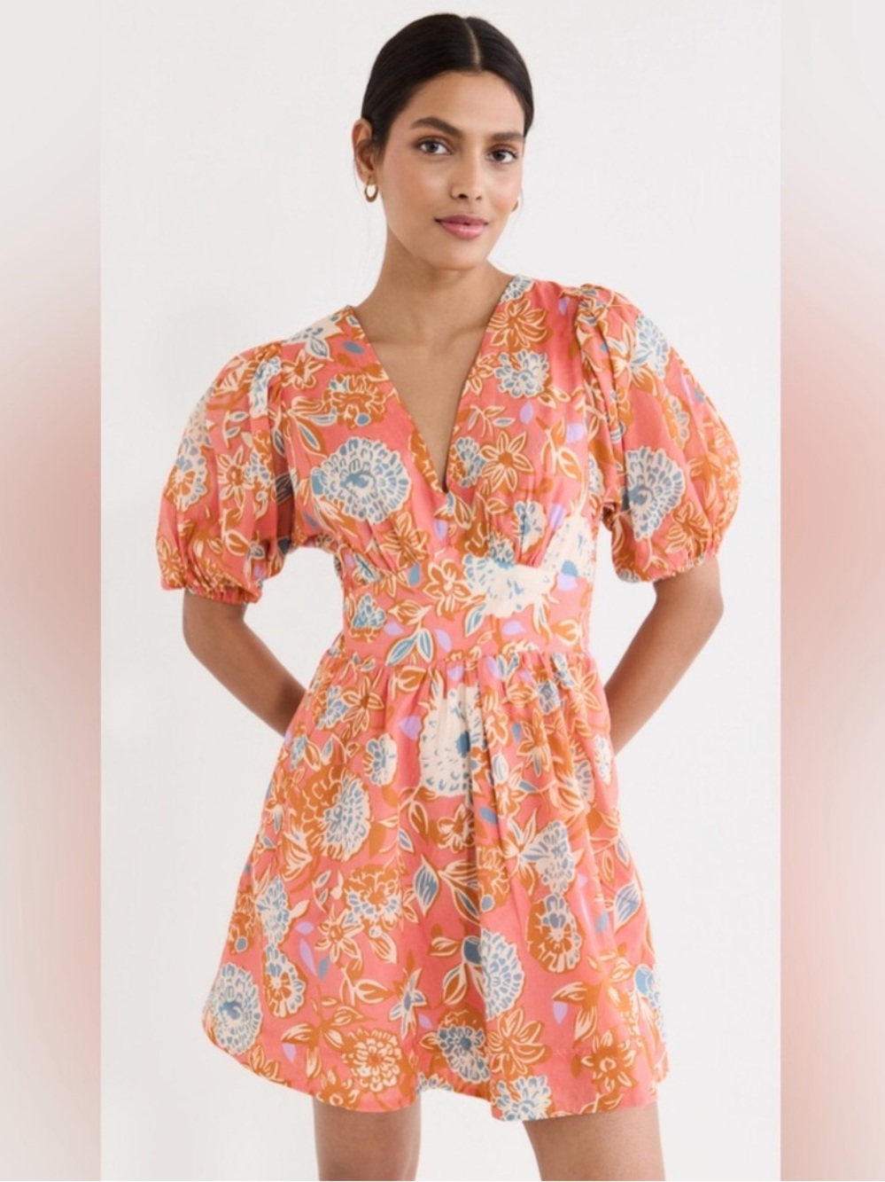 NWT TROVATA Gia Mini Dress
in Spiced Dahlia Pink Floral Puff Sleeve - Picture 3 of 7